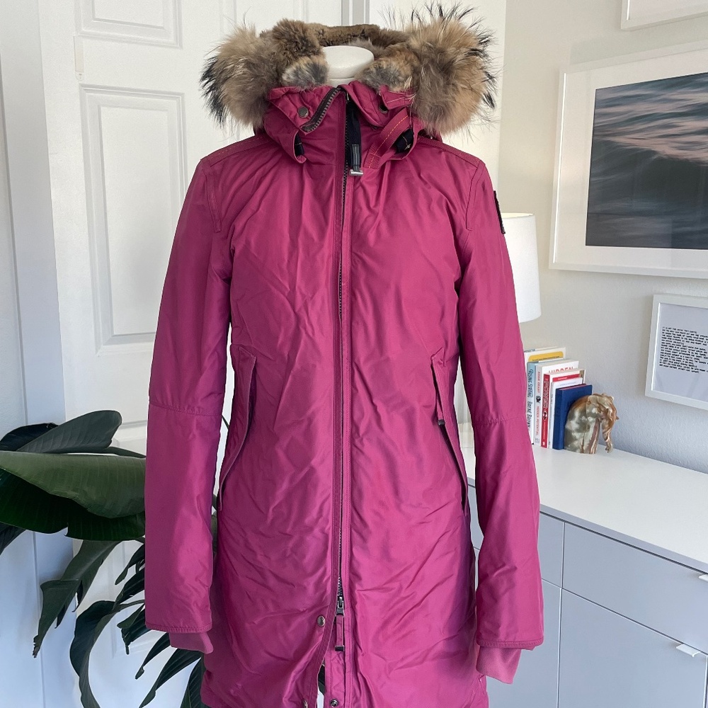 Parajumpers Fur-Hooded Parka (Pink, Real Fur, Size Small)